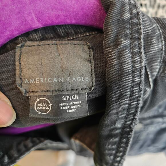 American Eagle Black Faded Denim Jacket Size S - Picture 4 of 4